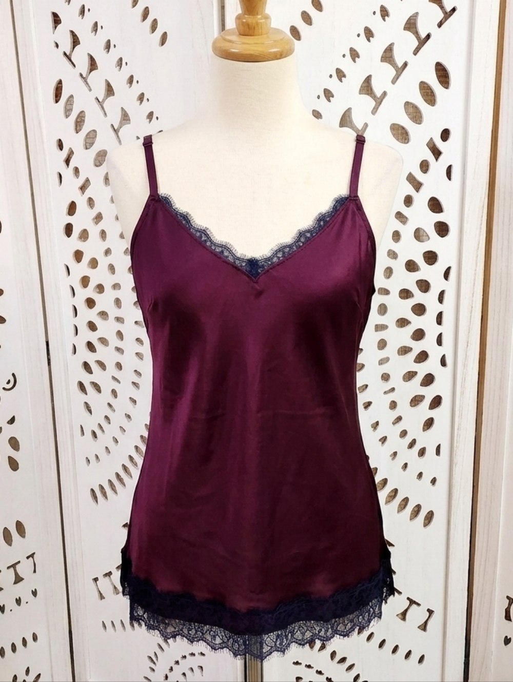 White House Black Market New With Tag Dark Purple Lace Cami SP Fairy Goth